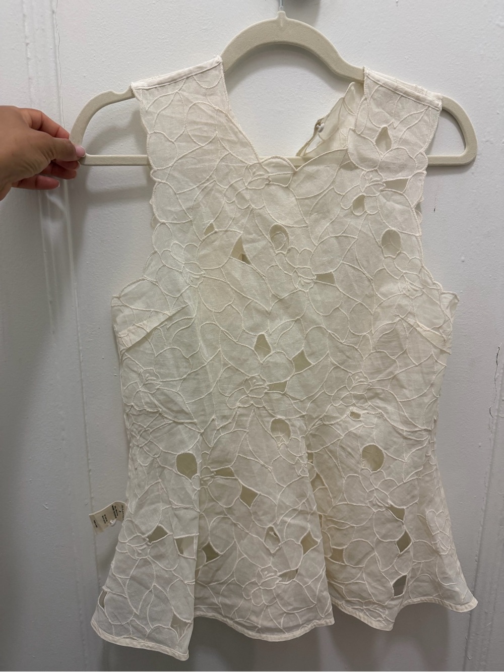 Ulla Johnson White Floral Eyelet Peplum Camisole - Picture 3 of 6